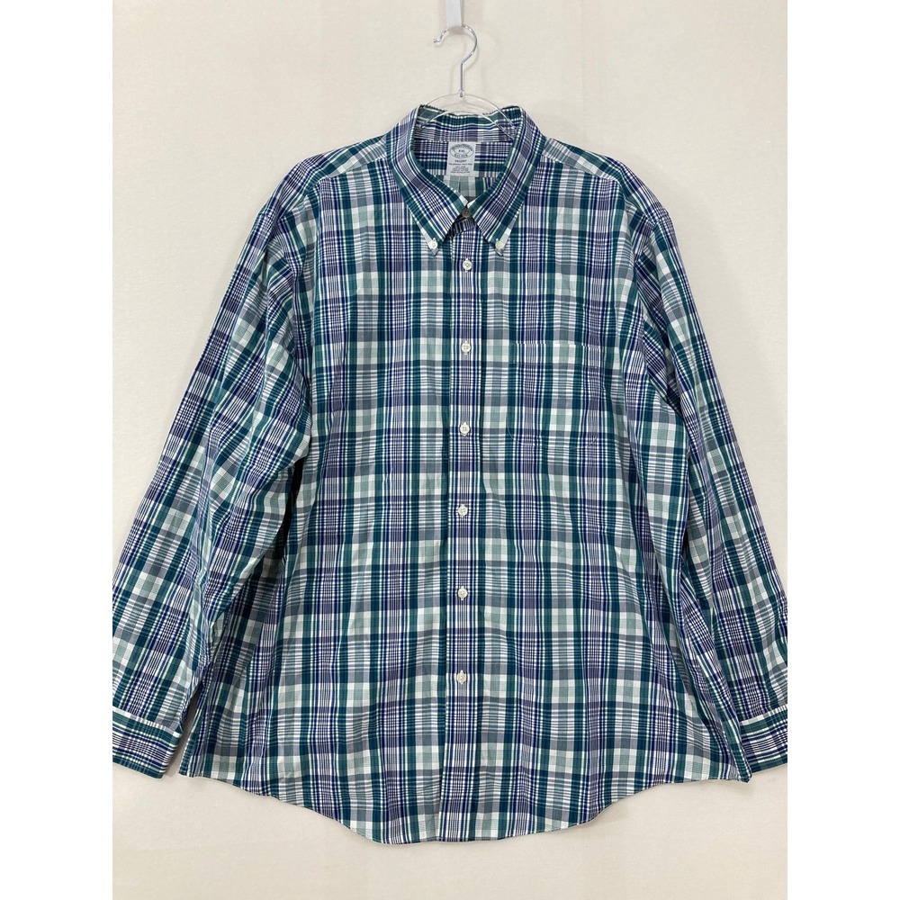 Brooks Brothers Regent Shirt XXL Green Plaid Non-Iron Supima Cotton Button Down
